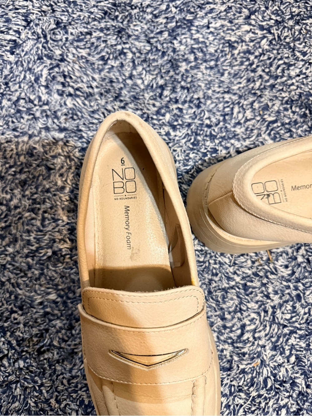 NOBO Cream Slip-On Loafers with Subtle Metallic Accent